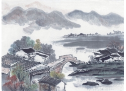 psd装饰素材下载-国画山水 - 山里小