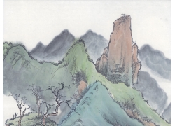 psd装饰素材下载-国画山水-岩石峭壁