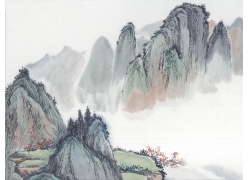 psd装饰素材下载-国画山水 - 黛色青