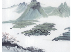 psd装饰素材下载-国画山水-群山翠色