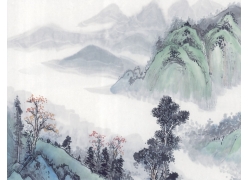 psd装饰素材下载-国画山水-一览群山