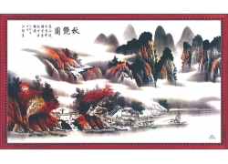 psd装饰素材下载-水墨山水风景中堂画