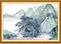 psd装饰素材下载-水墨国画风景中堂画