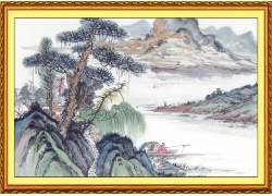 psd装饰素材下载-水墨国画山水中堂画