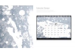 psd素材设计-灰色雪花台历背景
