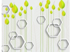 psd装饰素材下载-菱形树叶电视墙