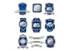EPS矢量素材下载-银色丝带标签
