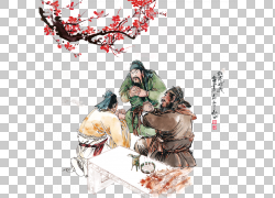 免扣素材免费下载桃花源三结义水墨插画