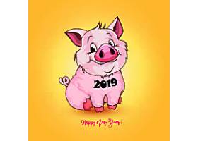 EPS矢量素材下载-卡通猪2019新年元