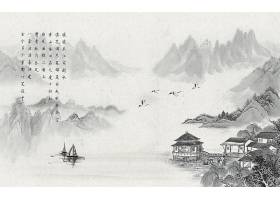 psd装饰素材下载-山峰水墨装饰画