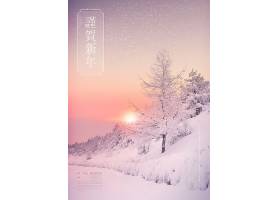 psd素材设计-韩式冬季下雪新年快乐