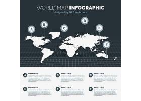EPS矢量素材下载-黑白世界地图信息图_