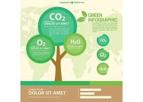 EPS矢量素材下载-绿色生态信息图与一棵