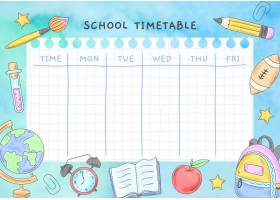 EPS矢量素材下载-水彩回到学校时间表模