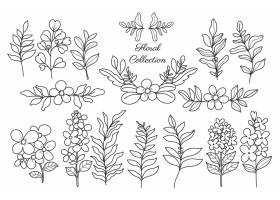 EPS矢量素材下载-线艺术手绘花卉集合_